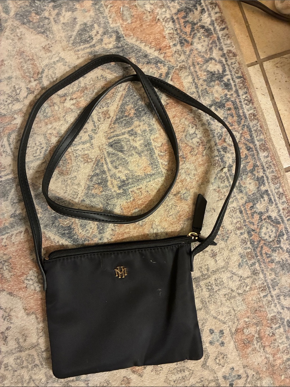 Monogram Accent Black Crossbody Bag